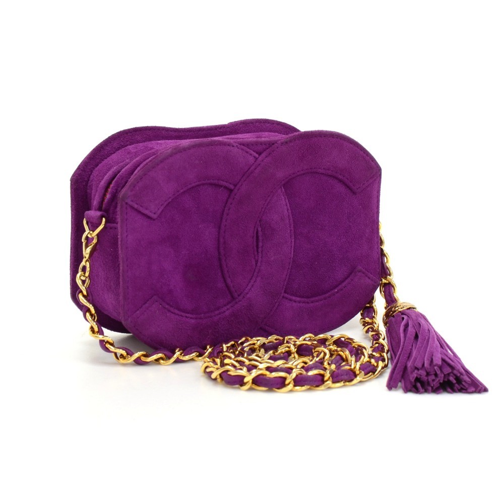 Blugirl Blumarine Purple Suede Logo Charm Mini Small Handbag Fringes Bag  ref.823069 - Joli Closet