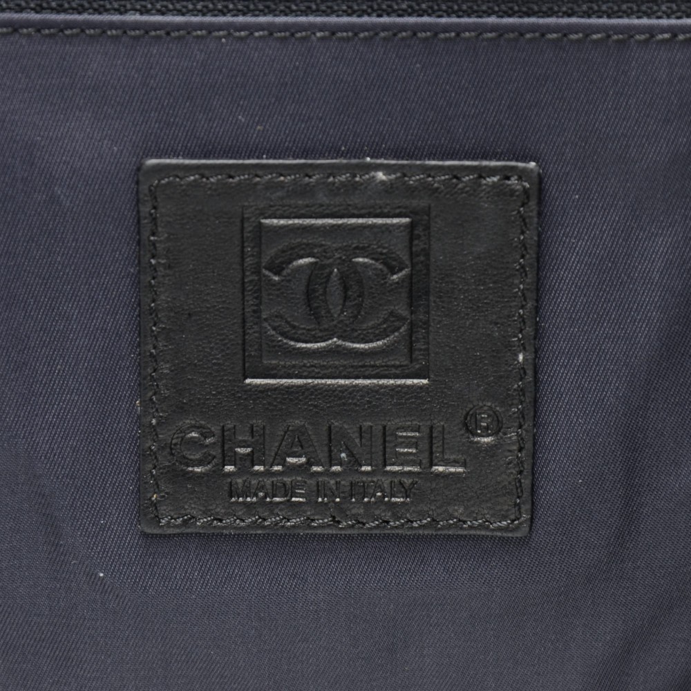 Chanel Chanel XL White x Black Cotton x Vinyl Tote Hand Bag