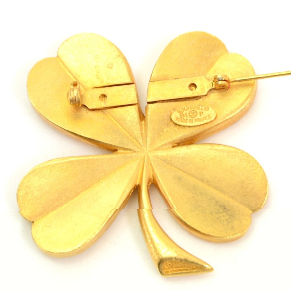 used Pre-owned Chanel Chanel Clover Coco Brooch Deca Gold 94P Pin Ladies (Good), Adult Unisex, Size: One Size