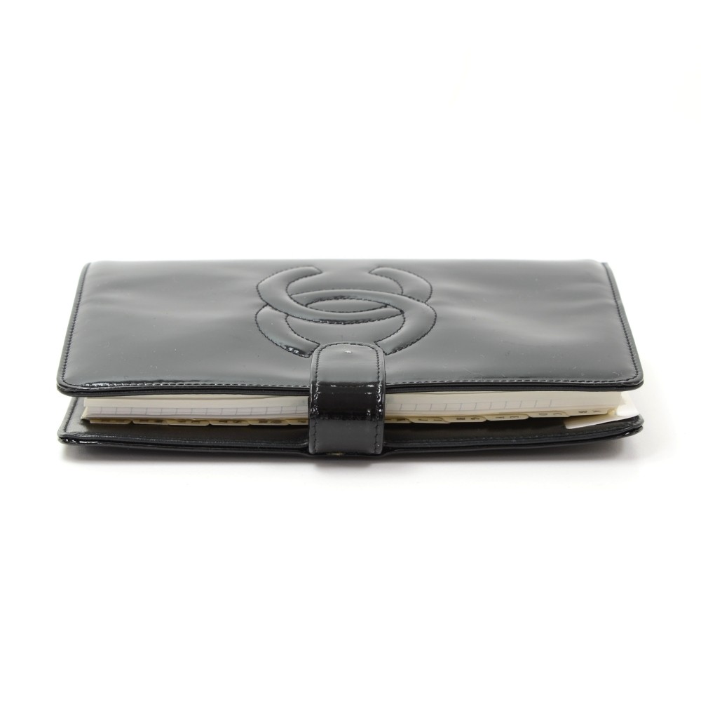 Chanel Black Patent Leather Lucky Symbols Agenda/Passport Cover - Yoogi's  Closet