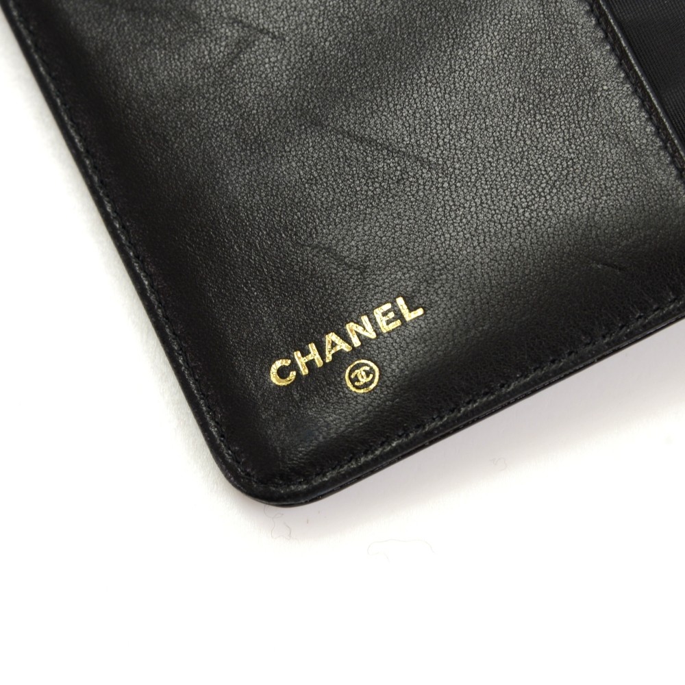 Chanel Chanel Black Patent Leather 6 Rings Large Agenda Cover