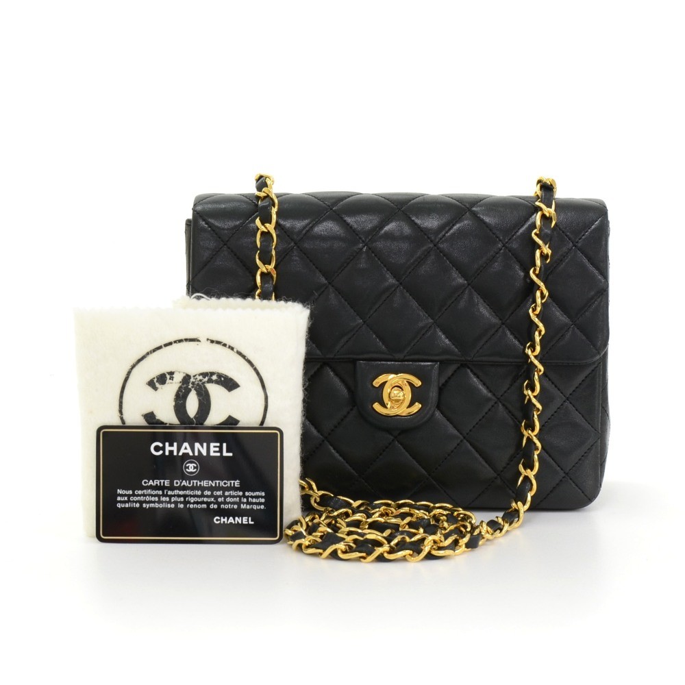 Chanel Vintage Chanel 8inch Flap Black Quilted Leather Shoulder