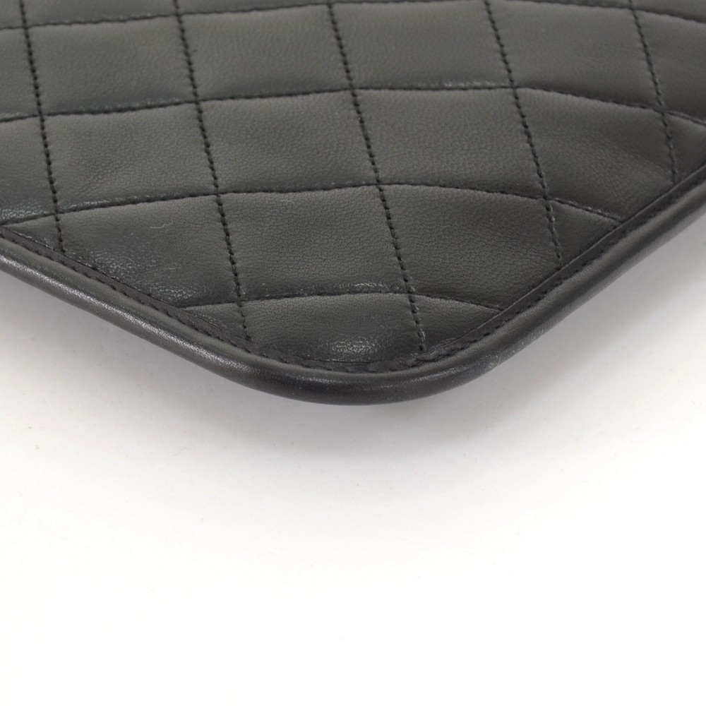 Chanel Black Quilted Leather Crossbody iPad Case