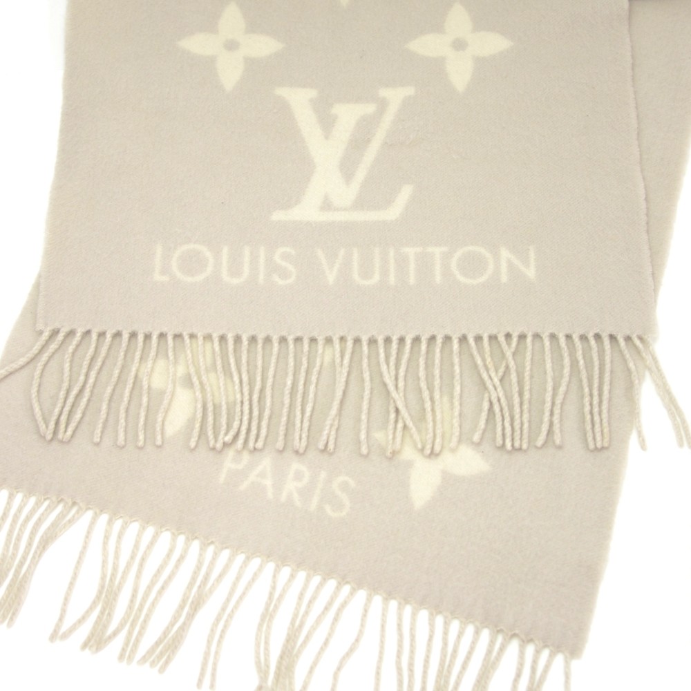 Louis Vuitton Louis Vuitton Gray x White Cashmere Scarf Muffler
