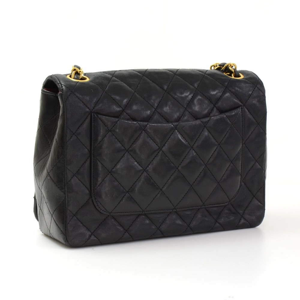 Chanel Vintage Chanel Black Quilted Leather Shoulder Flap Bag Large