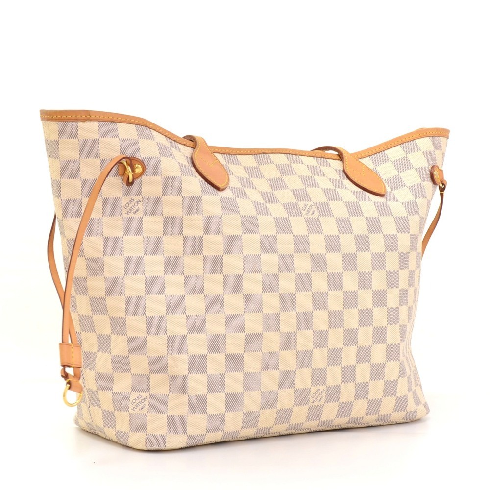 Louis Vuitton, Bags, Lv Neverfull Mm Damier Azur Beige Tote Bag White  Louis Vuitton Handbag