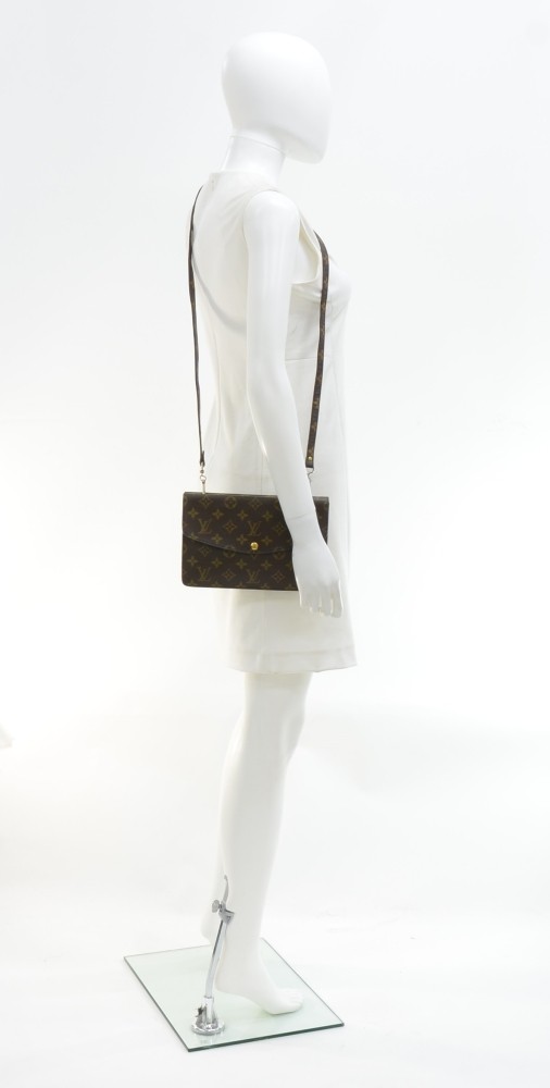 Louis Vuitton Double Rabat Shoulder Bag Monogram Brown M51815 Free Shipping