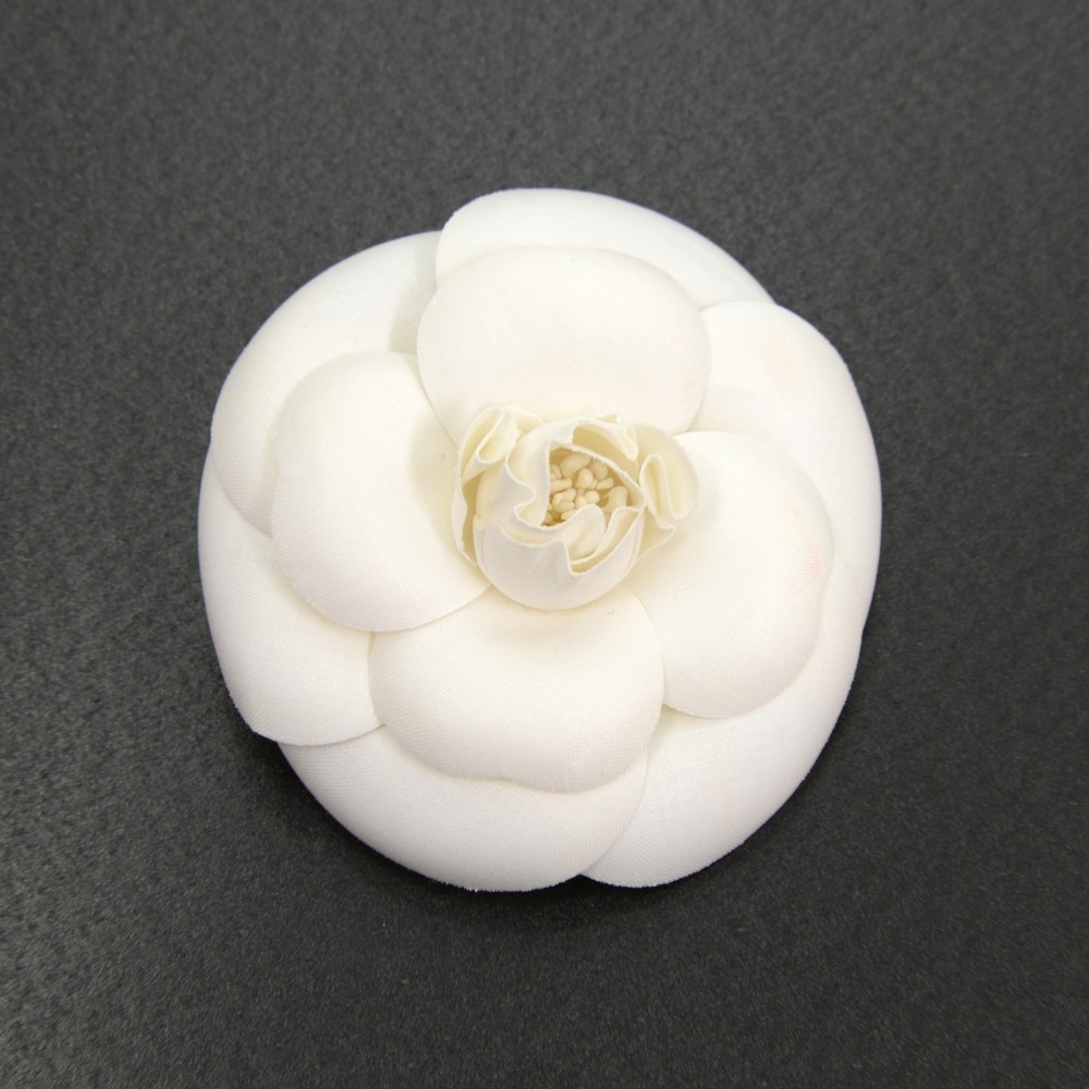 Chanel Silver Molded Camelia Flower Brooch / Pin