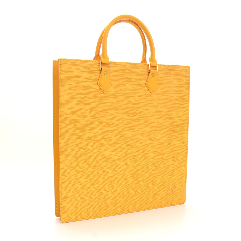 LOUIS VUITTON Logo Sac Plat Hand Bag Epi Leather Yellow France M52079  69AC531
