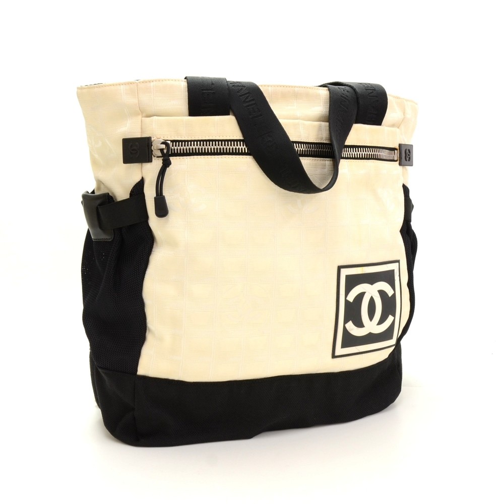 Chanel Chanel Travel Line Black x White Jacquard Nylon Tote Backpack