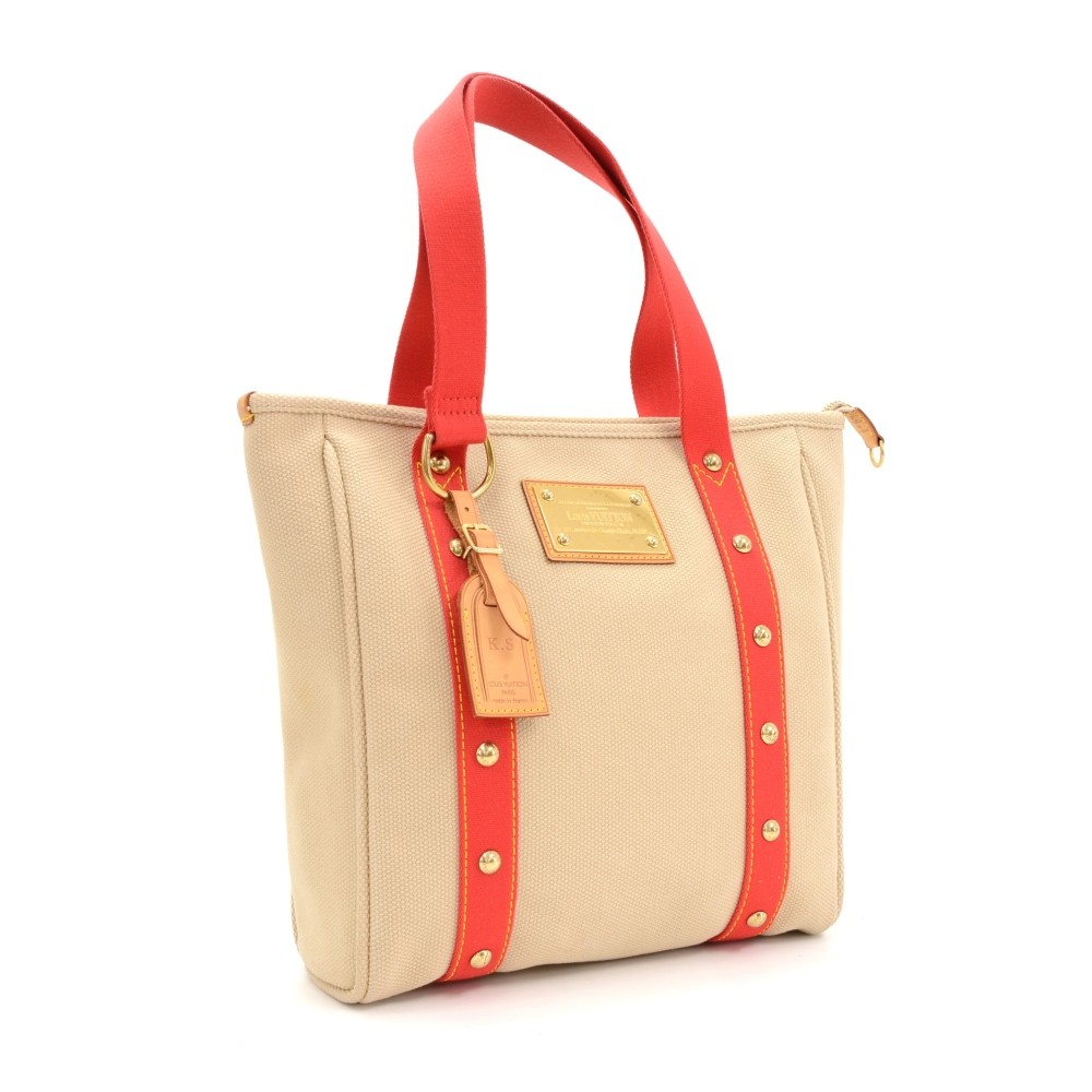 Louis Vuitton Limited Edition Beige/Red Toile Canvas Antigua Cabas