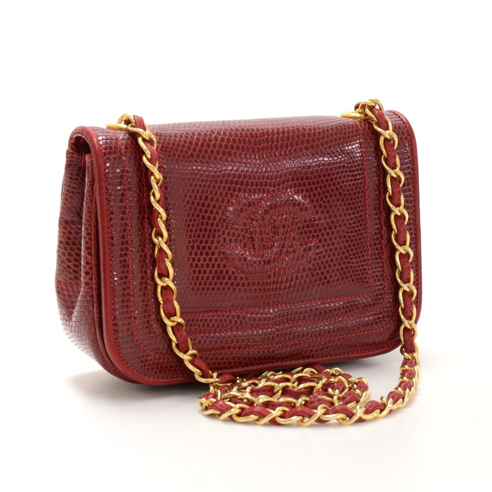 Buy Chanel Lizard Point Flap Small - Red At 10% Off