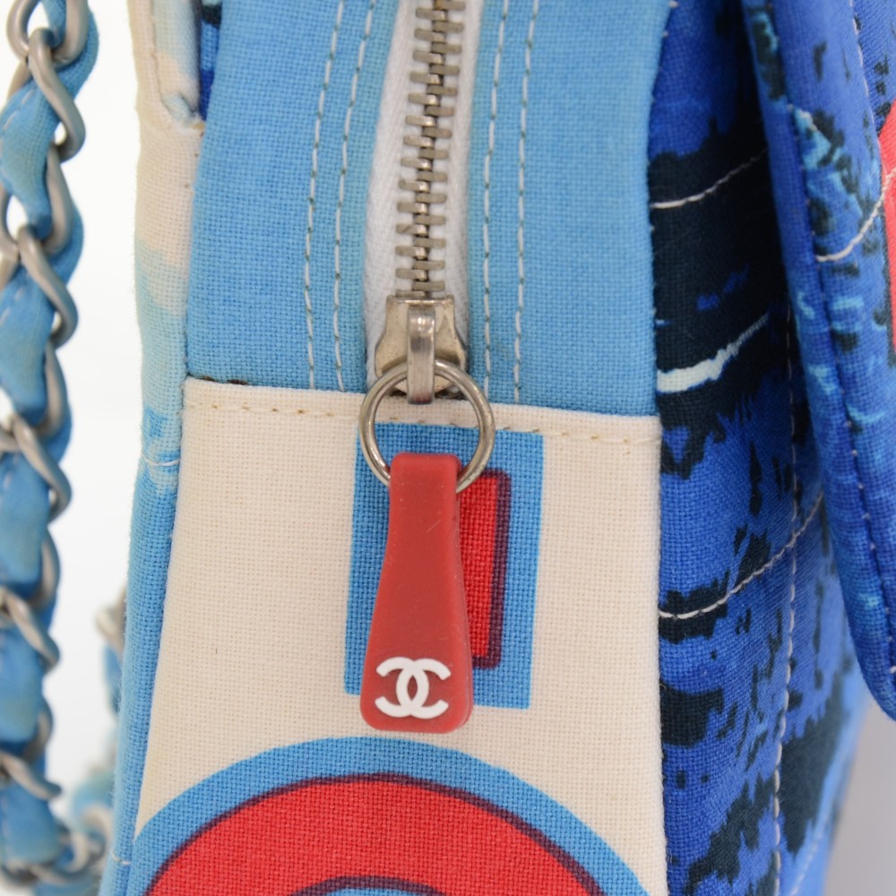Chanel XL Blue x Red Wave Surf Beach Tote Bag 89ck39s