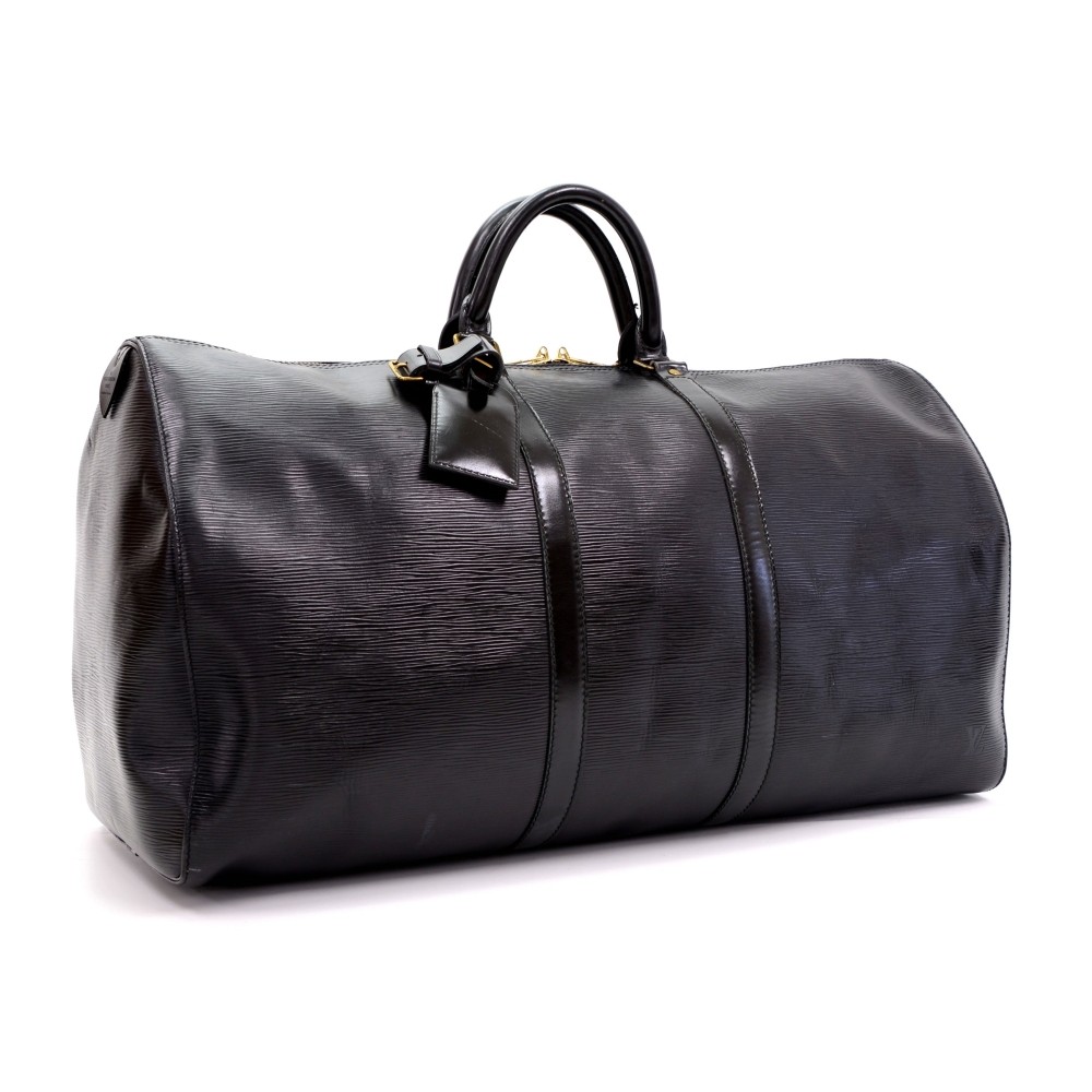 Vintage Louis Vuitton Keepall 55 Black Epi Leather Duffle Travel Bag LR580