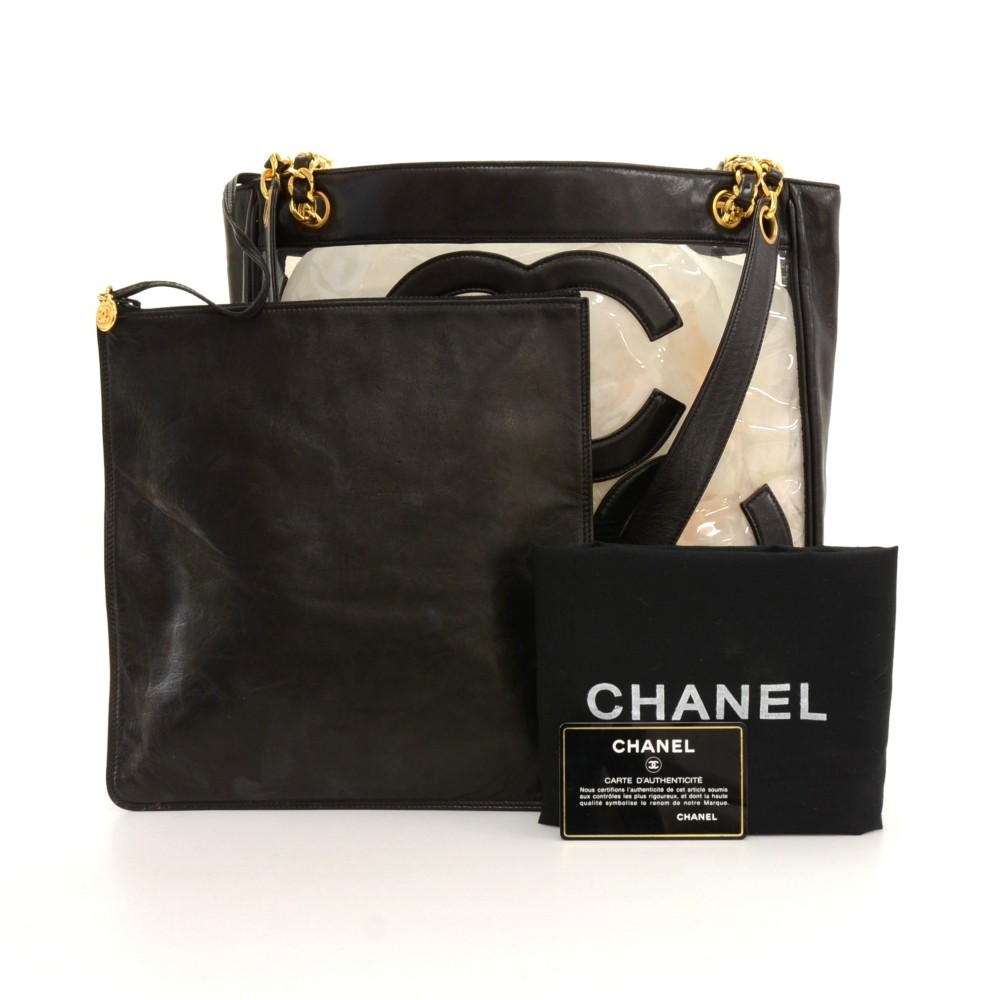Chanel Chanel Triple CC Black Leather x Clear Vinyl Medium