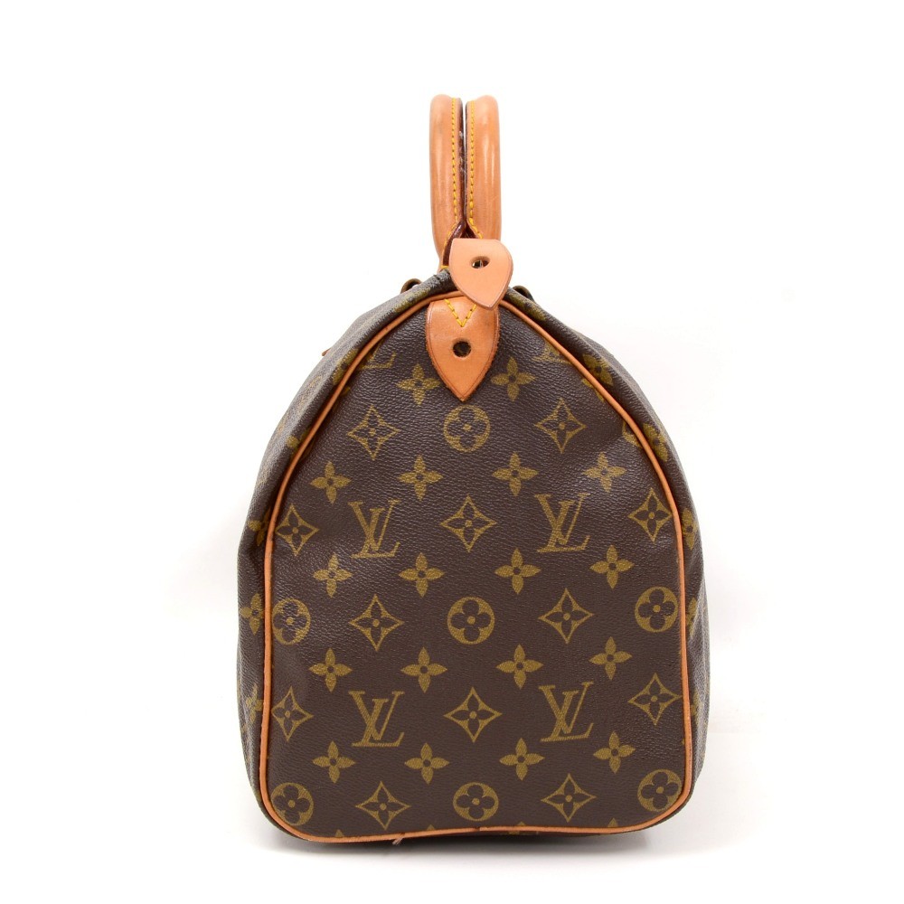 Louis Vuitton Vtg '90s LV Monogram Canvas Speedy 35 Top Handle Bag W/ Lock  and Key For Sale at 1stDibs