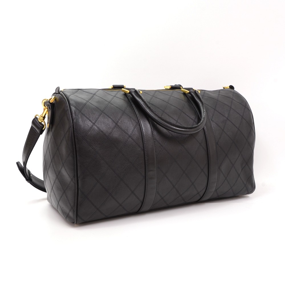 Chanel Chanel Boston Black Quilted Leather Travel Bag + Strap