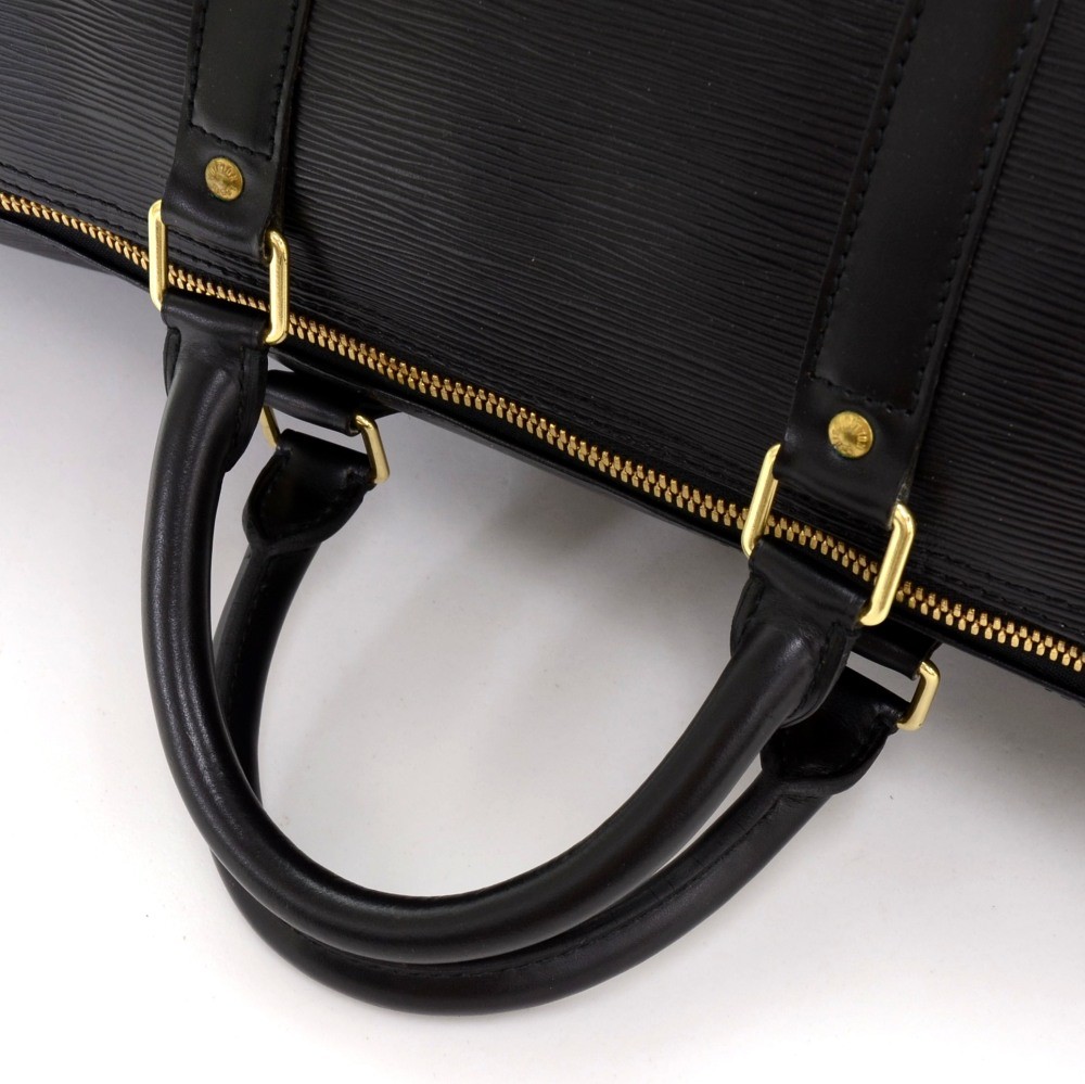 Louis Vuitton Black Epi Leather Noir Keepall 50 duffle bag ref