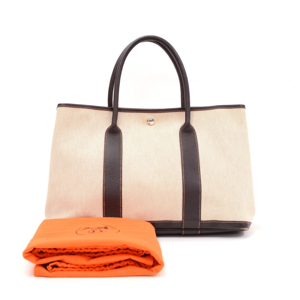 Hermès, a canvas and brown leather 'Garden Party' bag. - Bukowskis