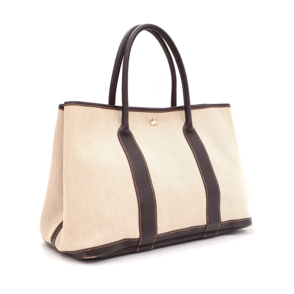 Hermès Vintage - Garden Party TPM - Dark Brown - Leather Handbag - Avvenice