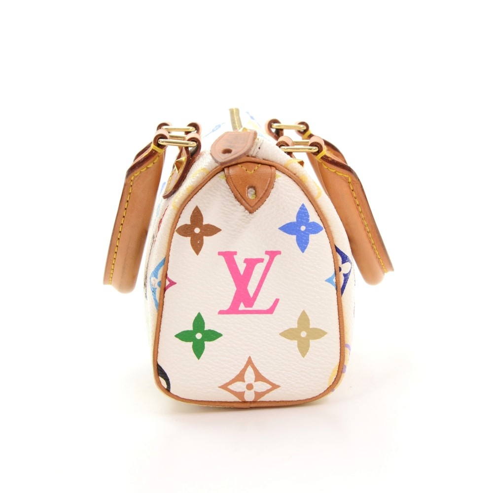LOUIS VUITTON Multicolor Mini Sac HL White ❤ liked on Polyvore featuring  bags, mini zip bags, white evening bag, lou…