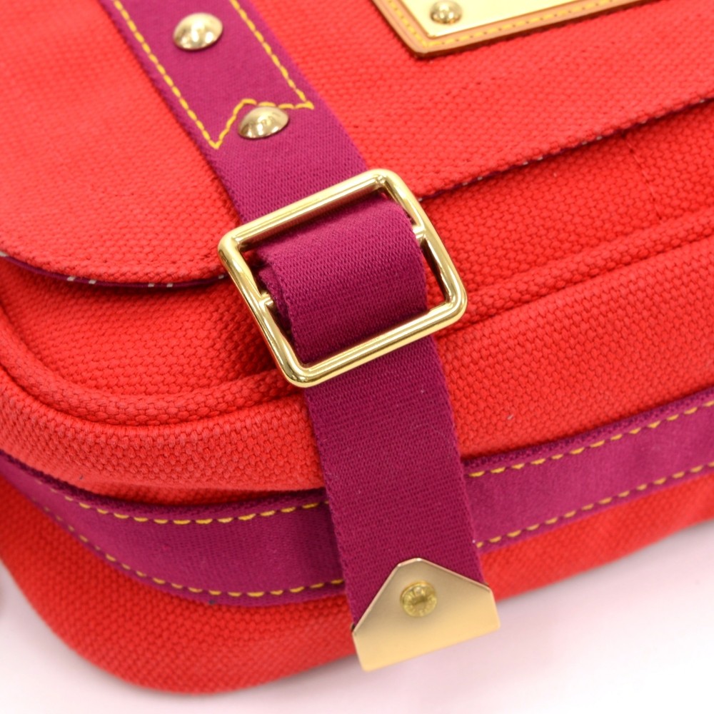 Pre-owned Louis Vuitton Pink/red Canvas Antigua Besace Messenger Bag