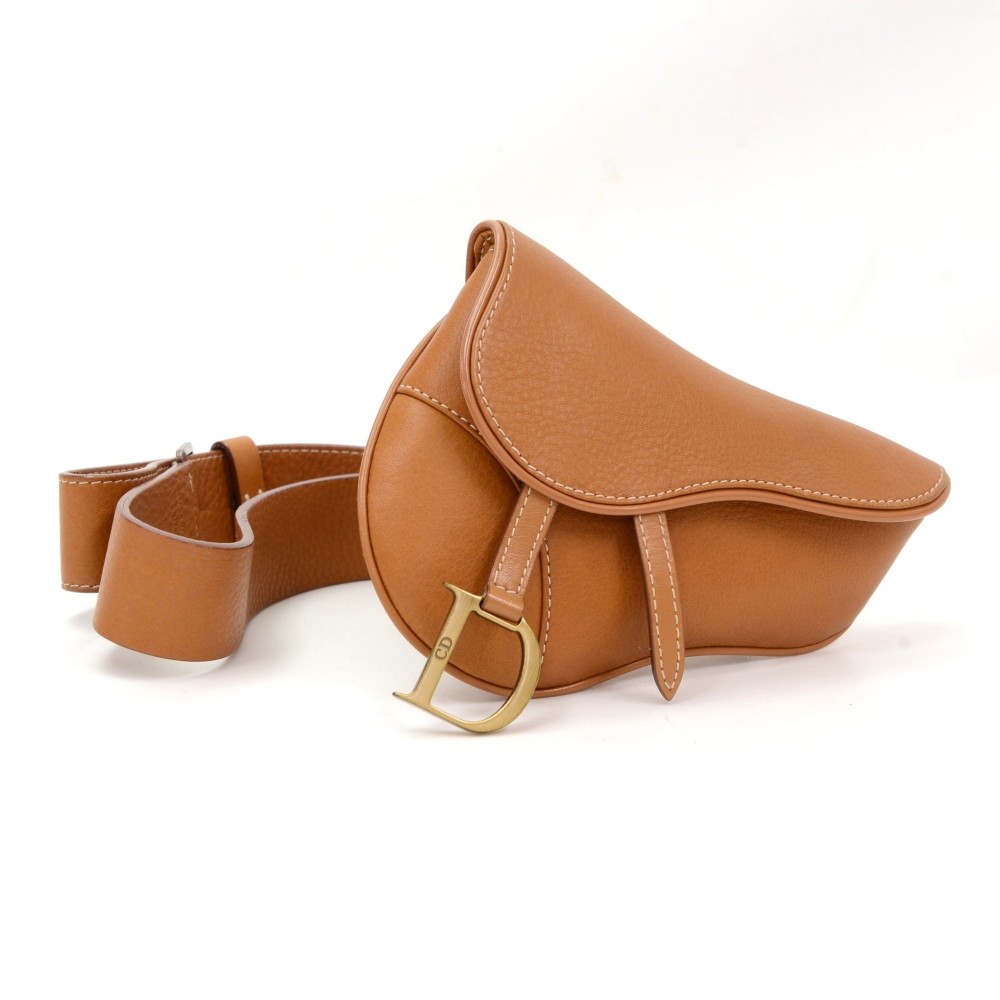 Dior Brown Leather Saddle Pochette Belt Bag Flesh Pony-style calfskin  ref.963200 - Joli Closet