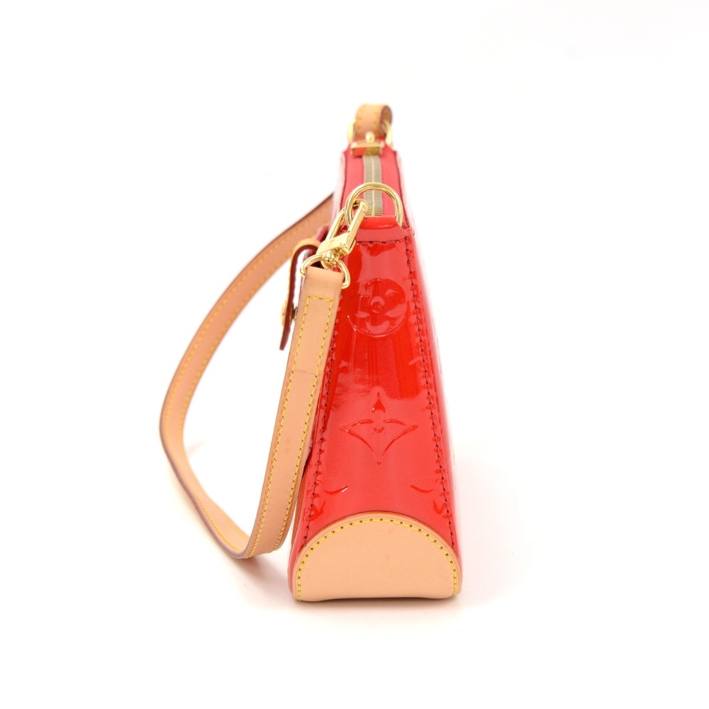 Authentic Louis Vuitton Vernis Mallory Square Shoulder Bag Red M91295 LV  7651F