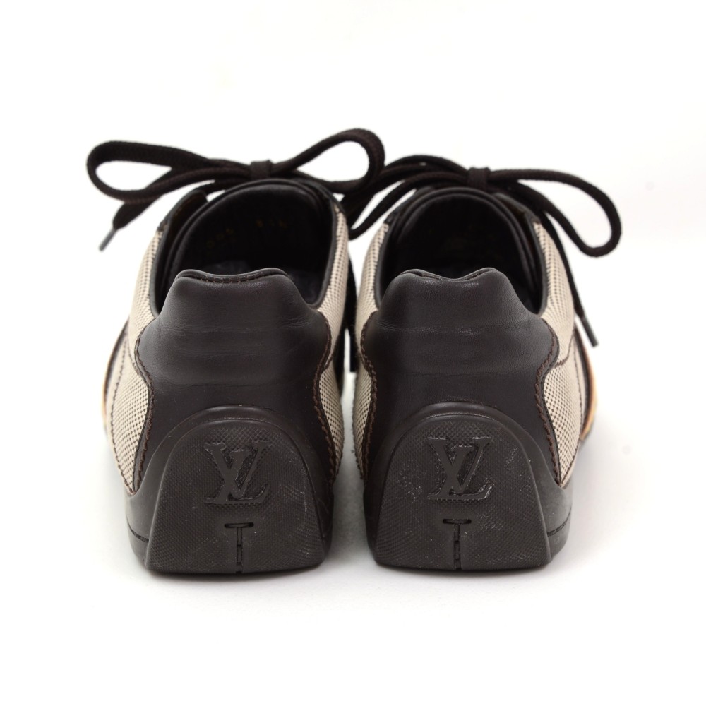Louis Vuitton Black Leather Monogram Logo Bastia Sneakers Size