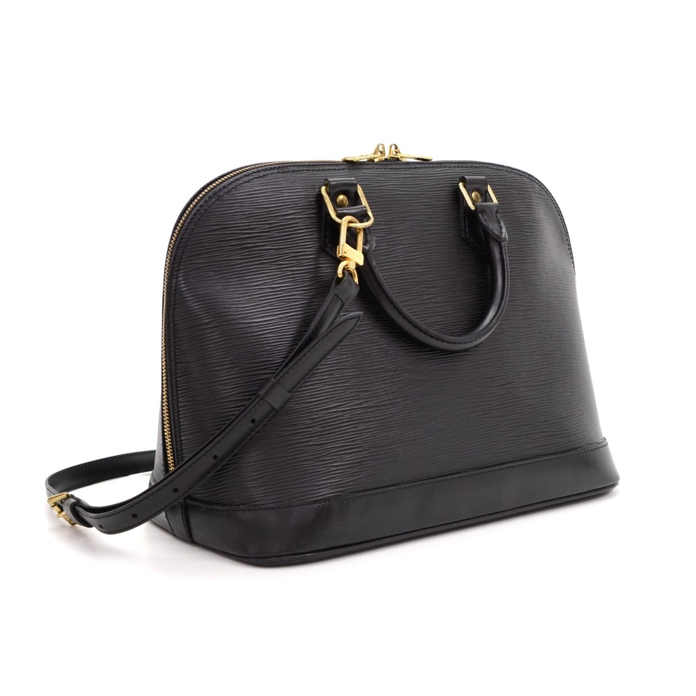 Louis Vuitton Alma Handbag in Black Épi Leather with Gold Hardware