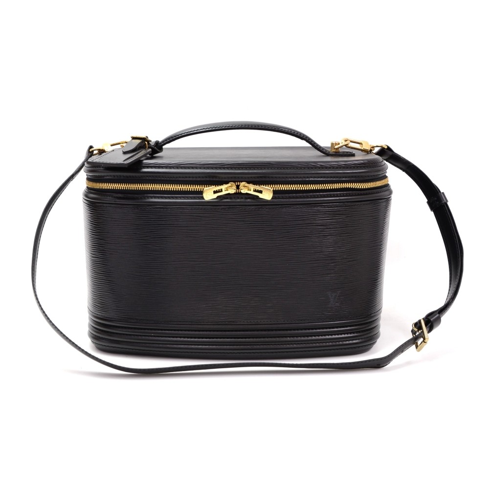 Louis Vuitton Rare Black Epi Leather Gold HW Vanity Jewelry Travel Bag Case  at 1stDibs
