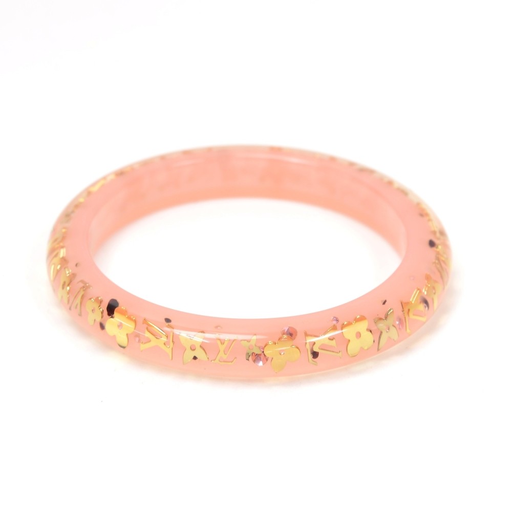 Auth Louis Vuitton LV Confidential Bangle Bracelet Pink/Goldtone