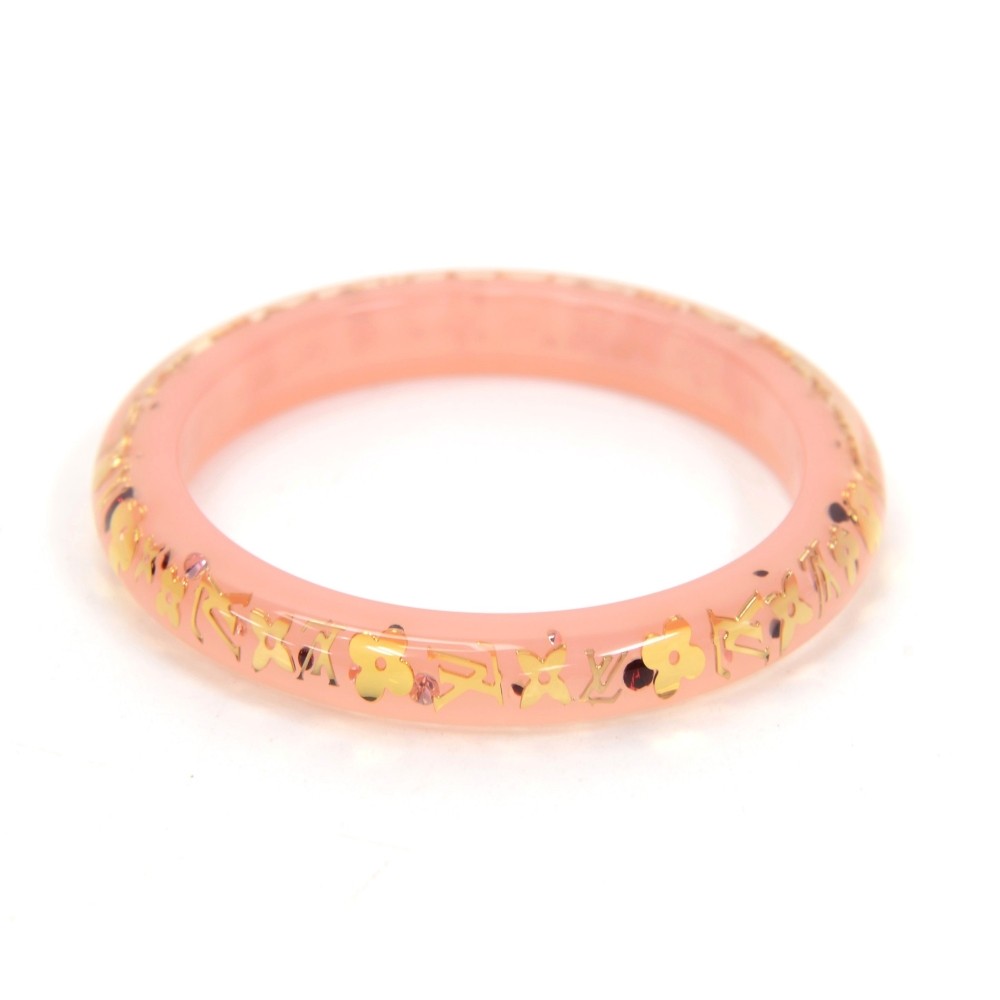 Auth Louis Vuitton LV Confidential Bangle Bracelet Pink/Goldtone