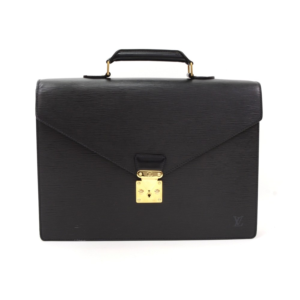 LOUIS VUITTON Authentic Men's Business Bag Porte Document Manvoyage  Epi Black