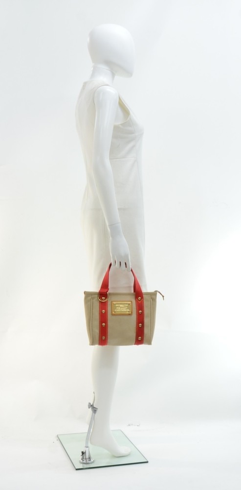 LOUIS VUITTON Antigua Cabas PM Hand Bag Red Beige M40038 LV Auth bs6288  Cloth ref.968830 - Joli Closet