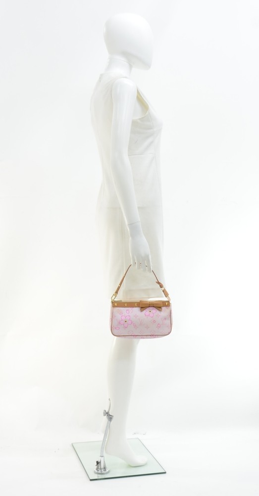 Louis Vuitton Monogram Cherry Blossom Pochette Accessories Pink White  Leather Cloth Cloth ref.83054