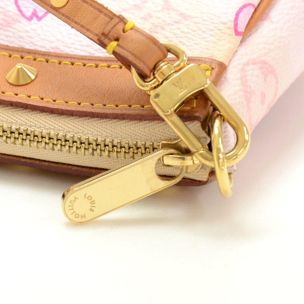 Louis Vuitton Monogram Cherry Blossom Pochette Accessories Pink White  Leather Cloth Cloth ref.83054 - Joli Closet