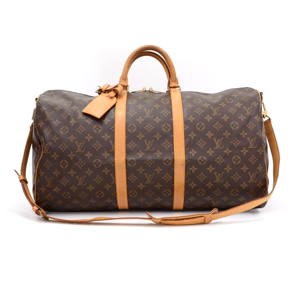 Louis Vuitton Monogram Keepall Bandouliere 55 Duffle Bag with Strap Leather  ref.484363 - Joli Closet