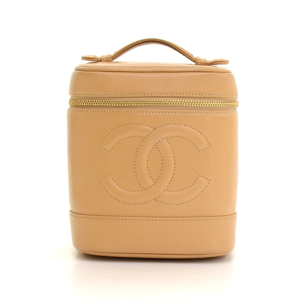 Chanel Chanel Beige Caviar Leather Vanity Bag Cosmetic Case