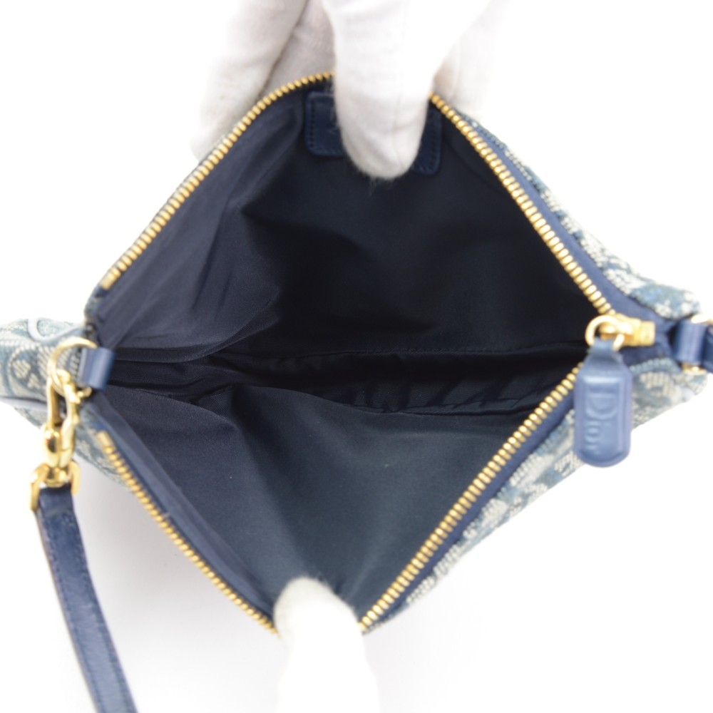 Christian Dior Monogram Shoulder Bag Pochette Navy