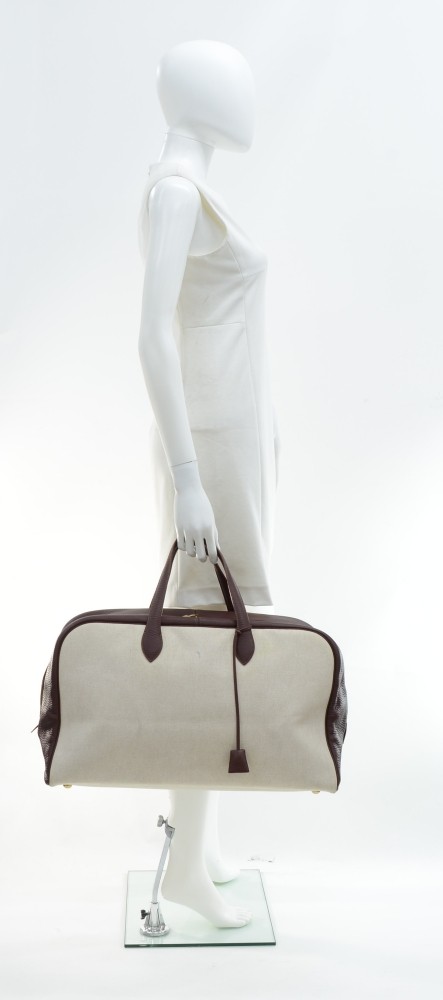 Hermes 50cm Canvas and Leather Travel Bag, 1stdibs.com