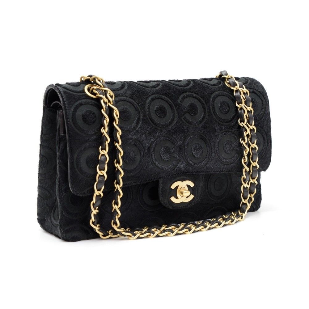 Chanel Black Ponyhair Coco East West Flap Gold Hardware, 2000-2002