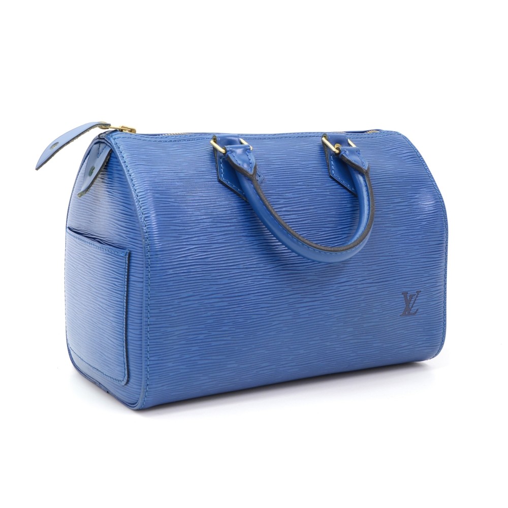 Louis Vuitton Speedy 25 Tasche aus blauem Leder – Gebraucht