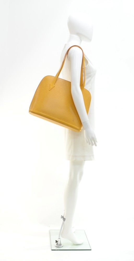 Louis Vuitton Authentic EPI Leather Yellow Lussac Shoulder Tote Bag Auth LV