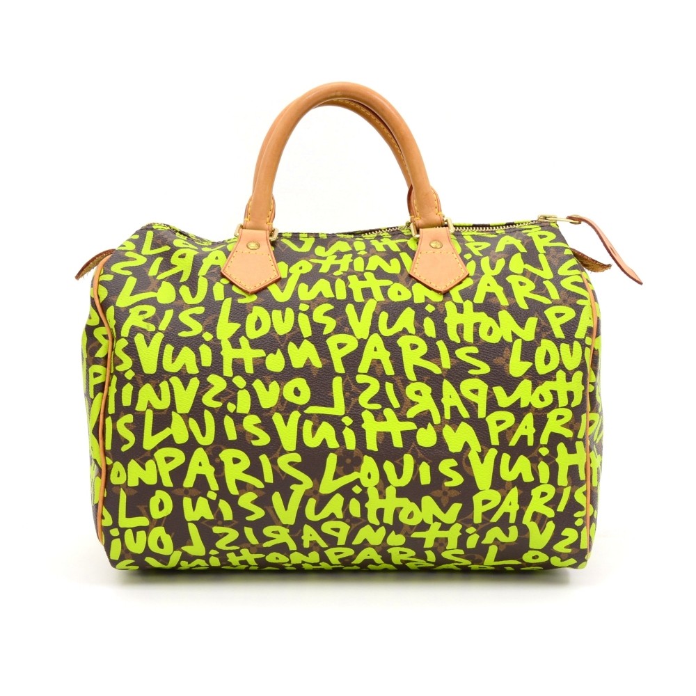 Louis Vuitton Limited Edition Neon Green Graffiti Canvas Speedy 30, Lot  #58292