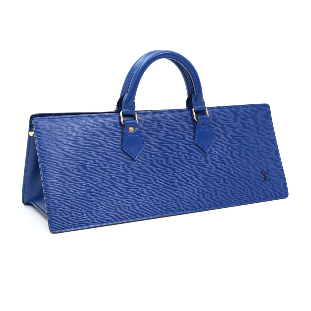Triangle messenger leather bag Louis Vuitton Blue in Leather