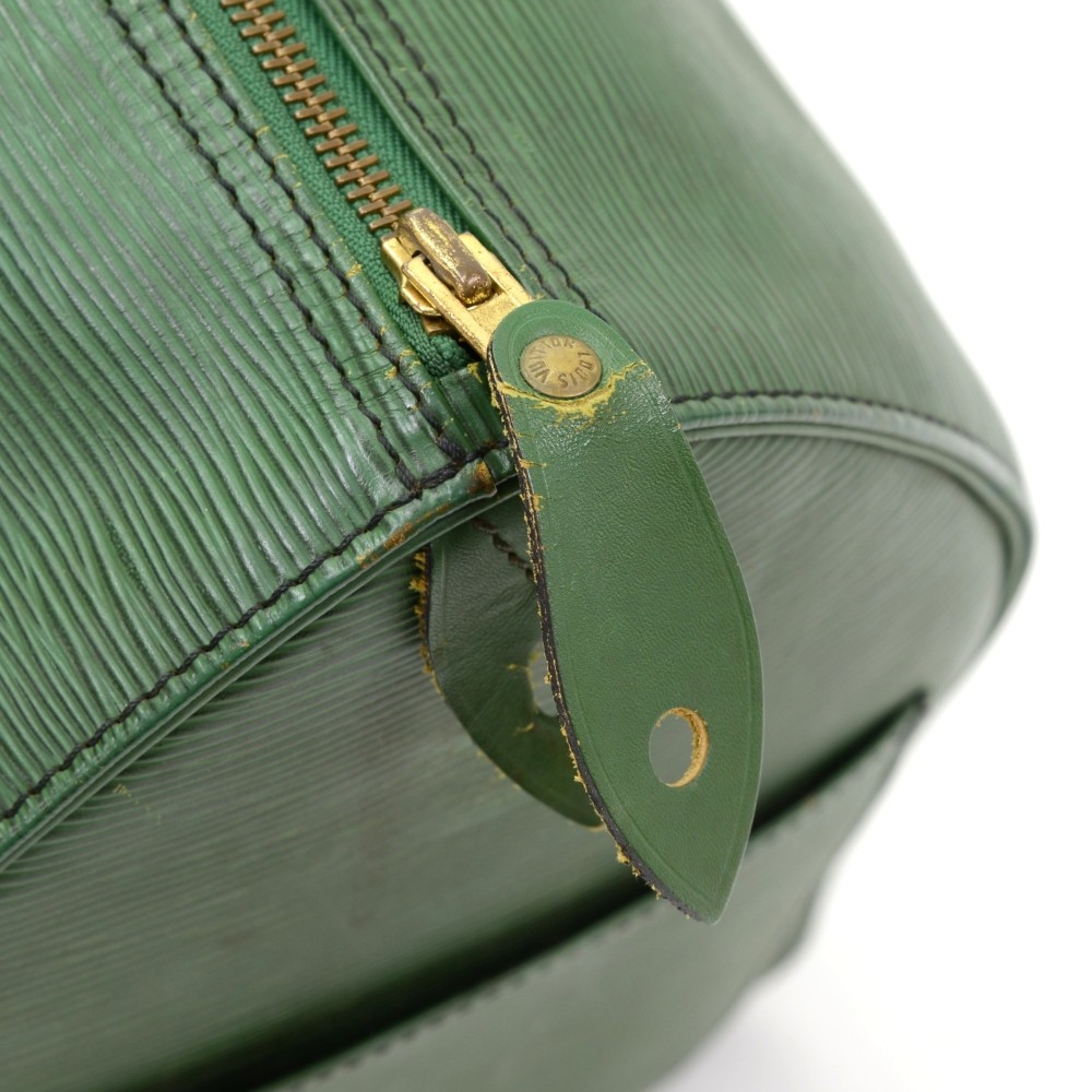 Louis Vuitton Borneo Green Leather Speedy 40 Bag - Yoogi's Closet