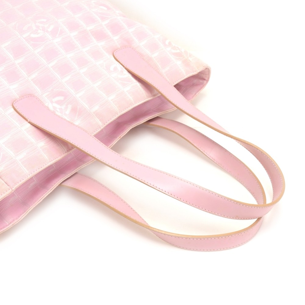 Chanel Chanel Travel Line Light Pink Jacquard Nylon Large Tote Bag