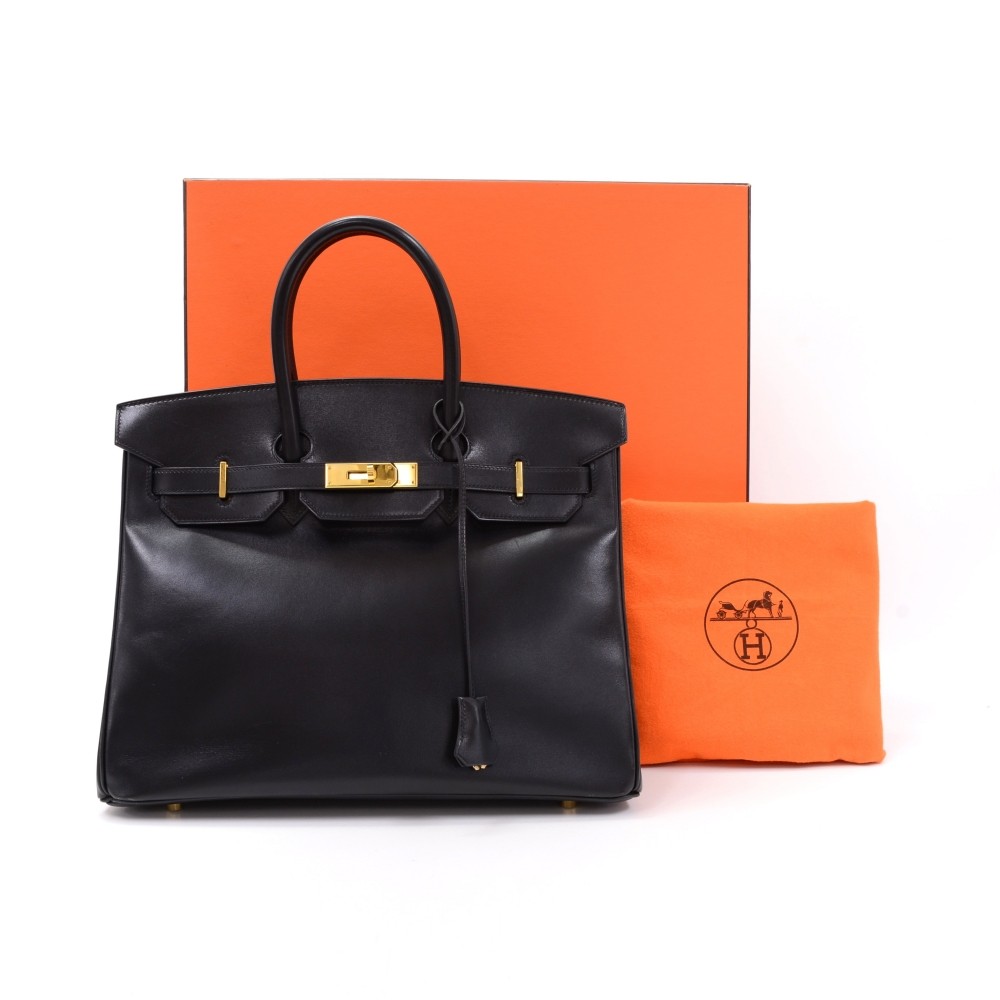 Hermes Vintage Black Birkin 35 Box Leather GHW – Consign of the