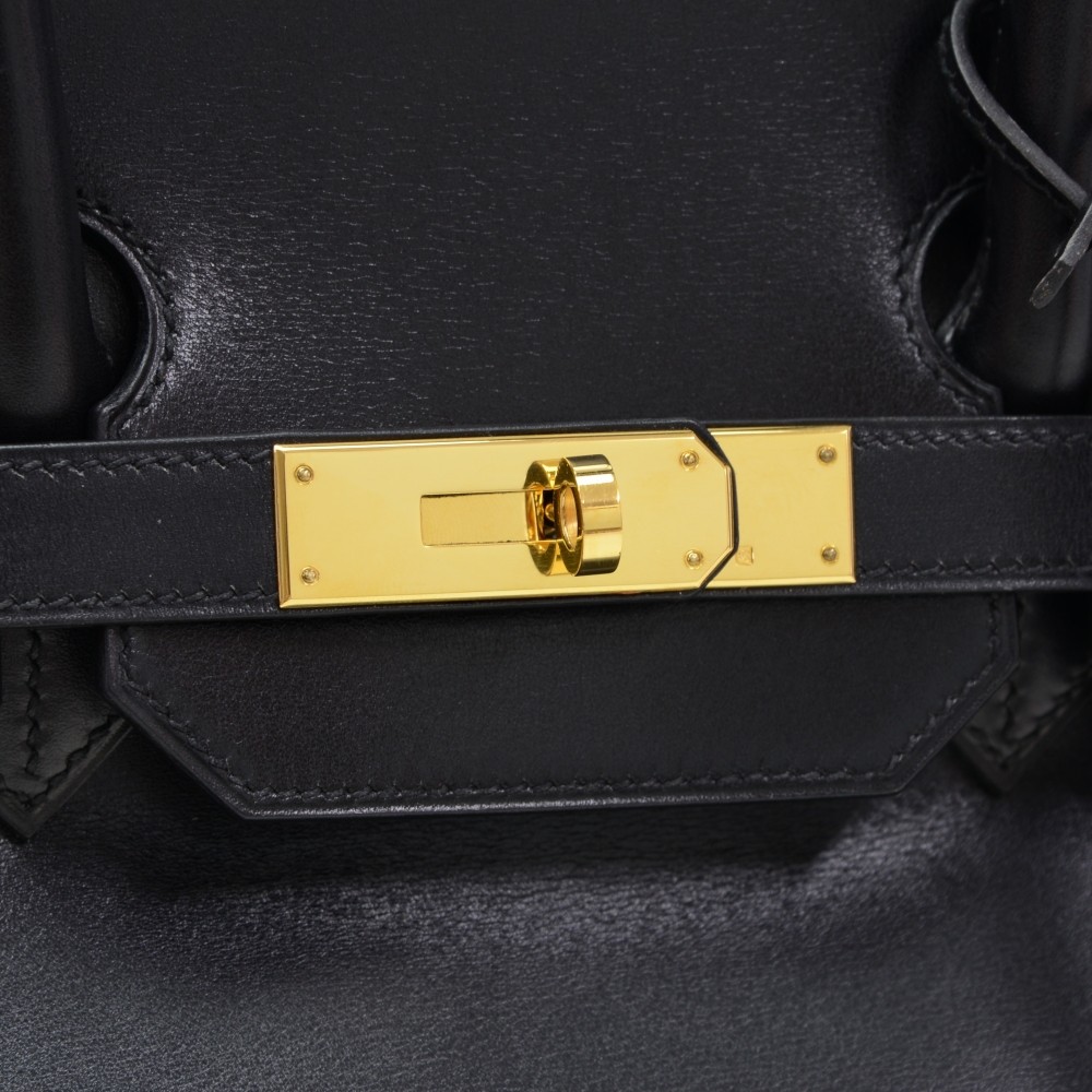 Hermes Birkin 35 Noir Box Leather Gold Hardware– Wrist Aficionado
